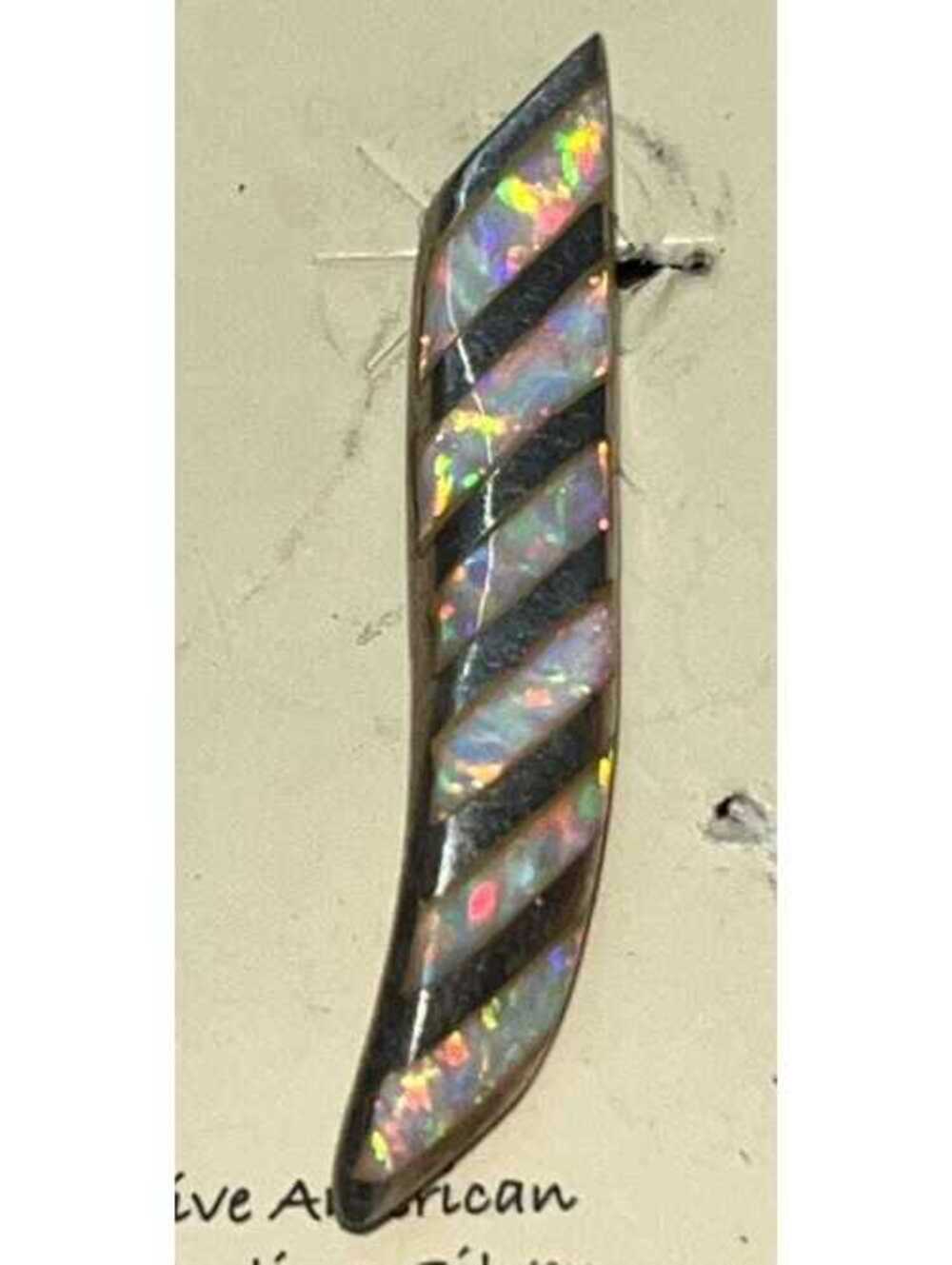 Native American Zuni handmade sterling silver opal inlay traditional pendant